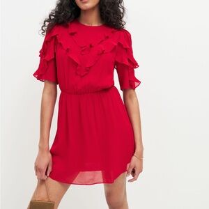 Reformation Red Ruffle Dress